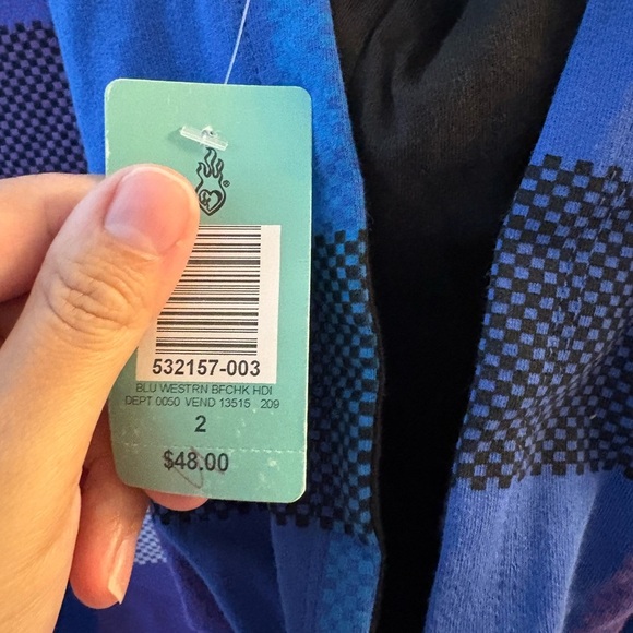 NWT Plus Size Torrid Western Blue Plaid Hooded Long Sleeve Size 2x - Picture 5 of 7